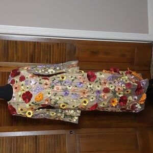 3D Floral Tulle Maxi Dress Sz S
